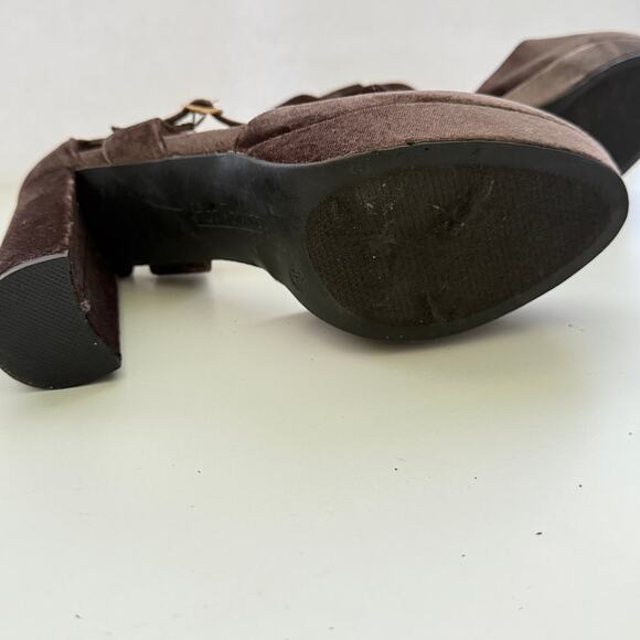 Hot Tomato Velvet Ankle Strap Block Heel Platform Heels Size 9.5M Night‎ Out Y2K - Picture 4 of 11